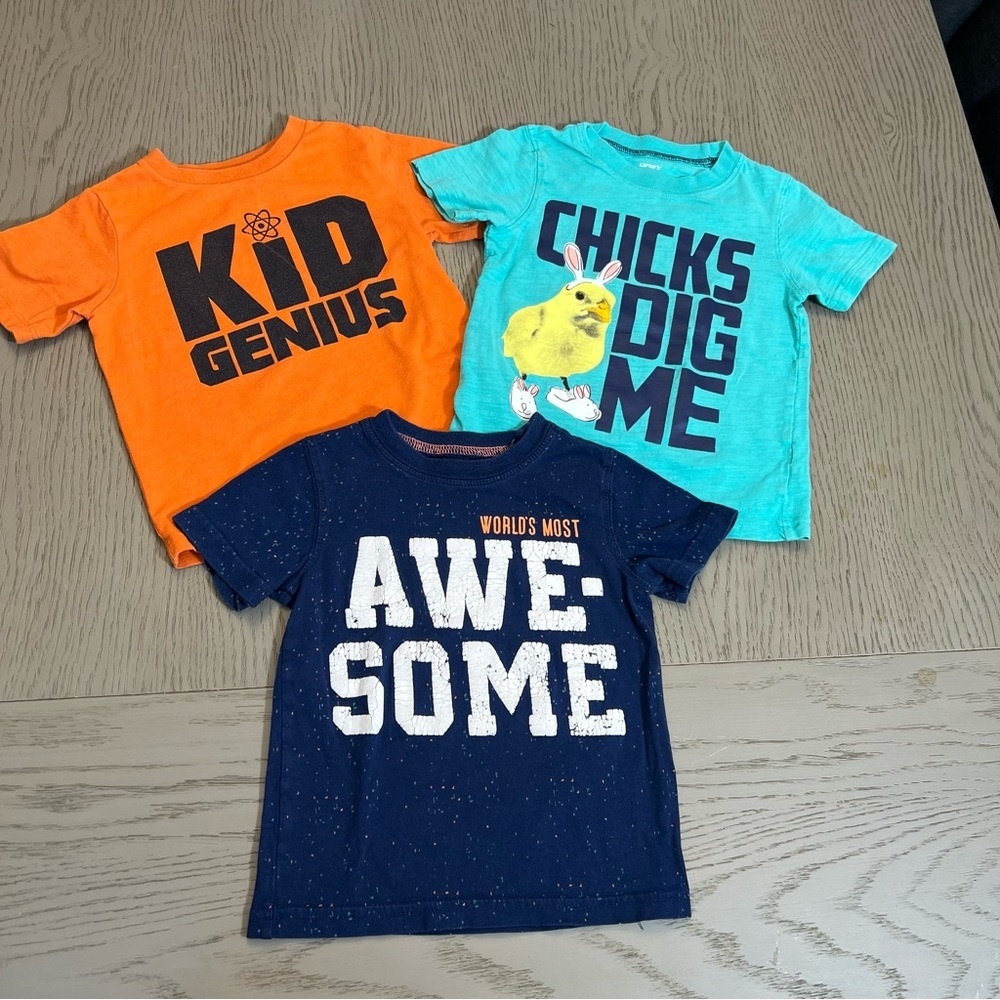 Boy Childrens Place/Carters 2T Graphic tshirt  bundle Eastern Genious Awesome